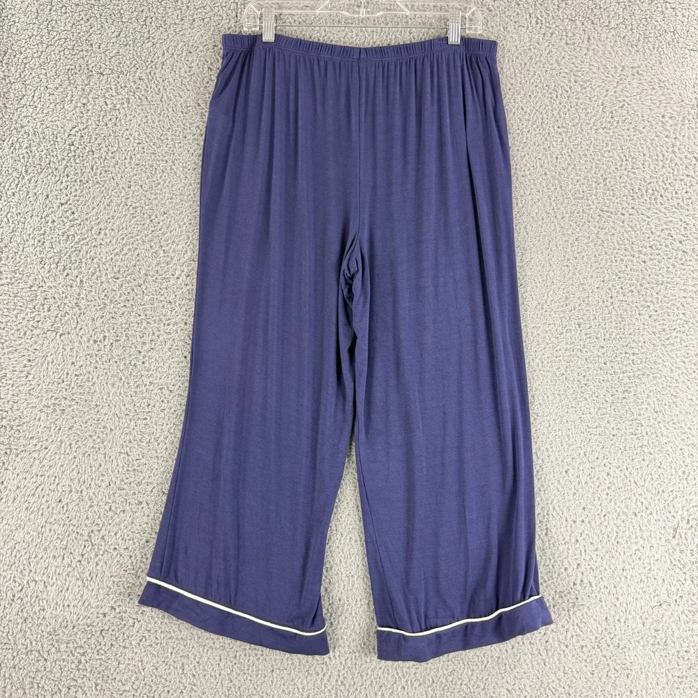 Kate Spade Pajama Set Women XL Blue Modal‎ Goodnight Embroidered Short Sleeve